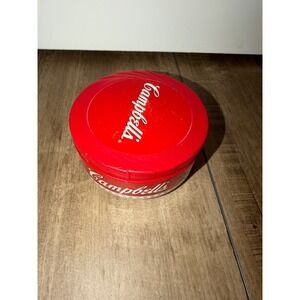 Campbell Soup‎ Can Round Plastic Container Red White Storage Lid vintage
